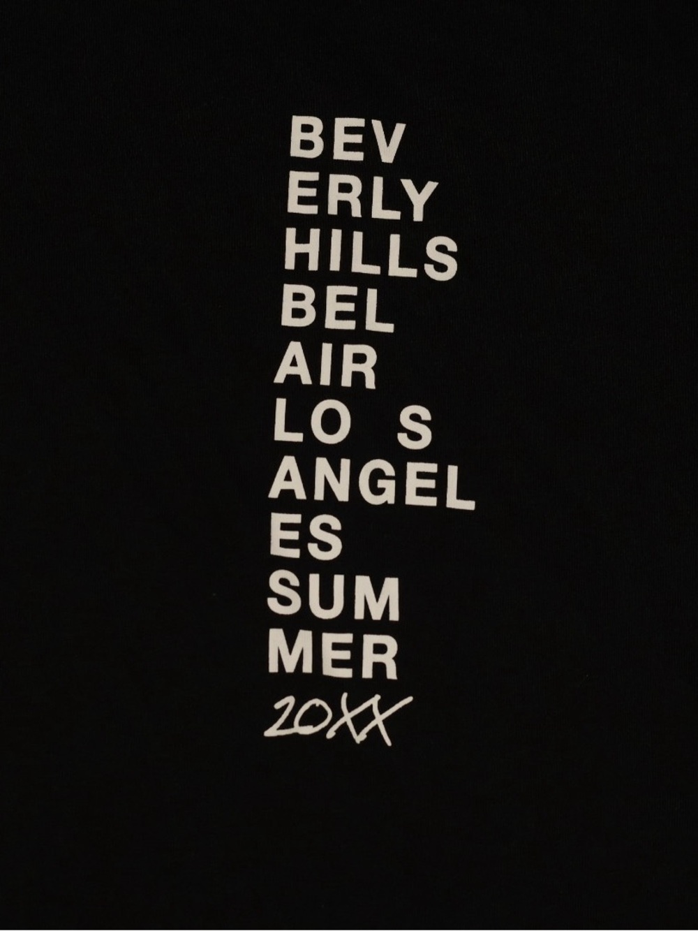 H&M Black Tee with Vertical White City Graphic